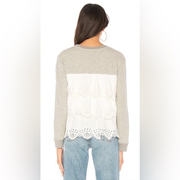 Joie from Revolve - Devra Gray White Sweater, Embroidered Back Detail - Small - Picture 2 of 15